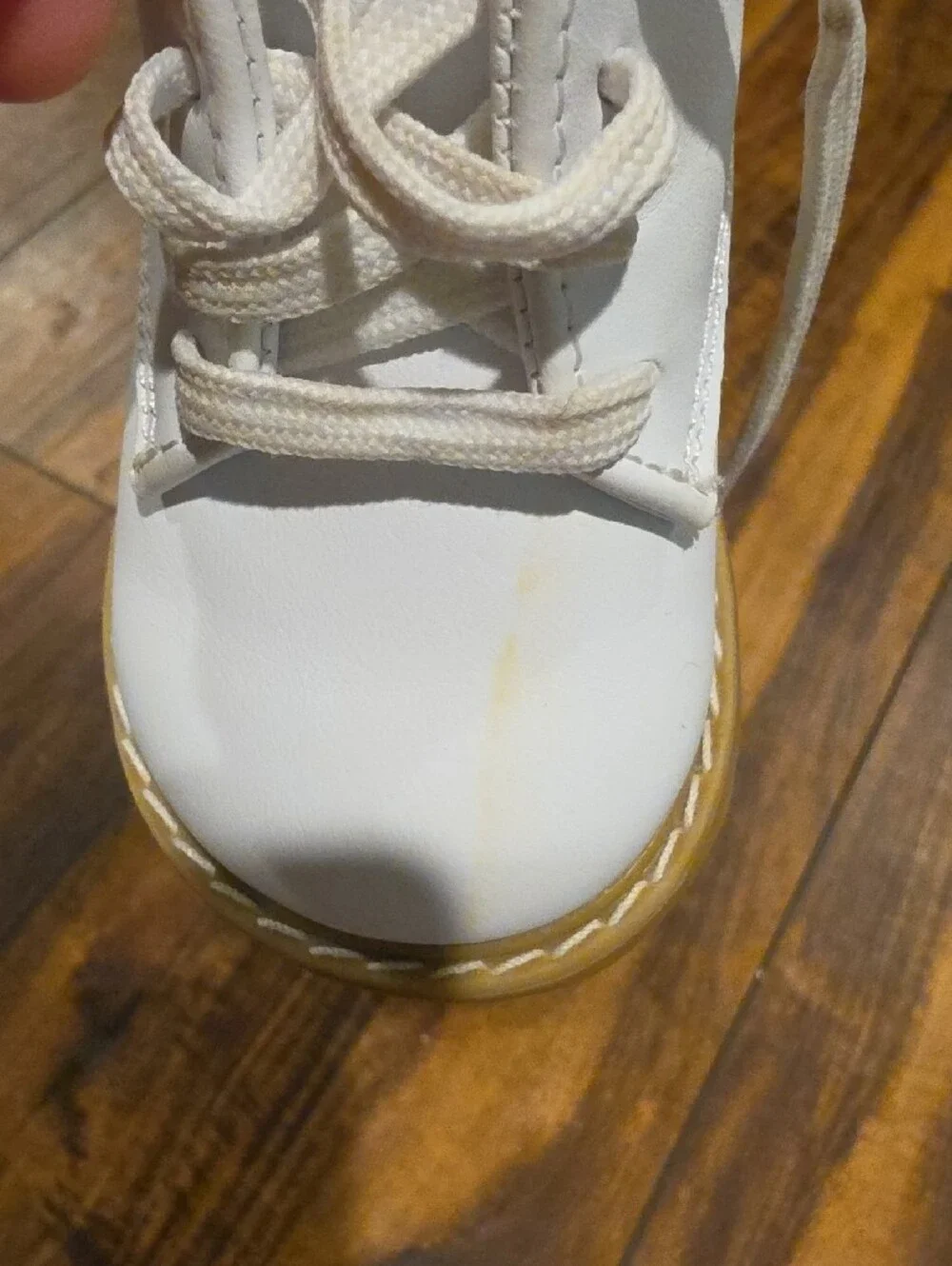 Josmo White Kids Lace-Up Walker Boots with Tan Sole